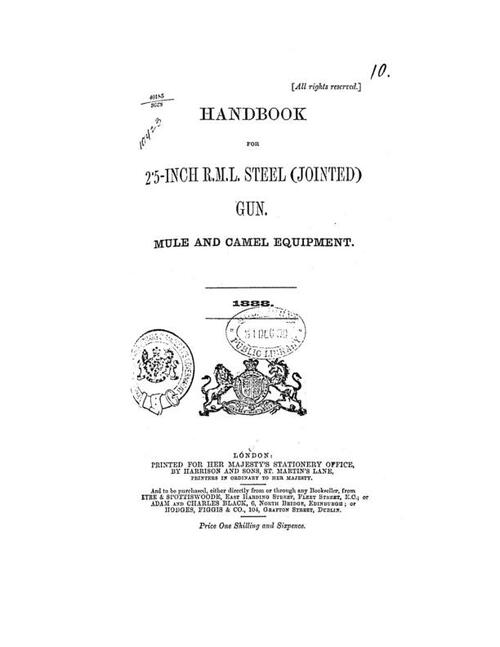 Handbook for 2.5-inch R.M.L. Steel jointed gun, mule and camel equipment (1888)